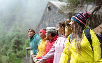 women, female travelers, women traveling, girls trip, hiking, woods, adventure travel