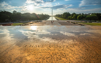 'I Have a Dream' speech marker at the Lincoln Memorial in Washington, DC