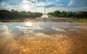 'I Have a Dream' speech marker at the Lincoln Memorial in Washington, DC