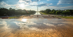 'I Have a Dream' speech marker at the Lincoln Memorial in Washington, DC