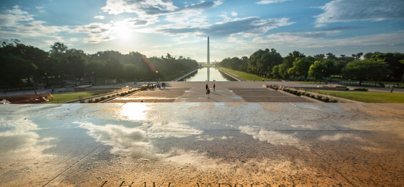 Image: 'I Have a Dream' speech marker at the Lincoln Memorial in Washington, DC. (Photo Credit: Aevan/Adobe)