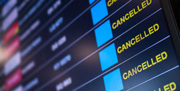 Flight cancellations at airport.