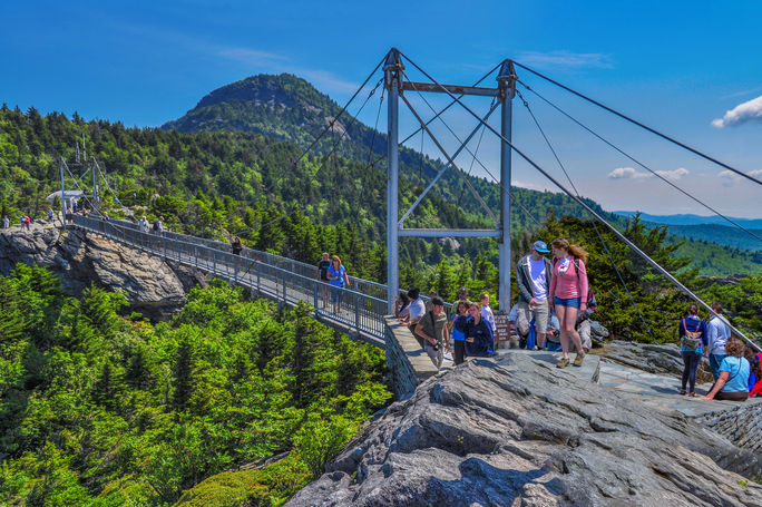 The mile high swinging bridge at Grandfather Mountain. grandfather mountain, tennessee, north carolina, biosphere reserves