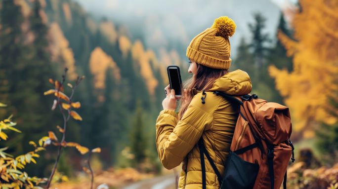 Traveler with phone