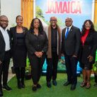 Pictured from left: Oral Chambers, Fiona Fennell and Racquel Queensborough of the Jamaica Tourist Board; Jamaica’s Director of Tourism Donovan White; Tourism Minister Edmund Bartlett; and Jamaica Tourist Board’s Angella Bennett and Dan Hamilton.