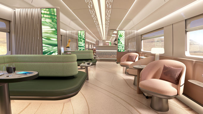 New rendering of Brightline West train.