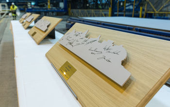 Representatives from Royal Caribbean and Meyer Turku celebrated the ship's first milestone with a traditional steel-cutting ceremony at the shipyard in Turku, Finland