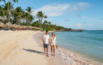Couple vacationing at a Club Med resort. 