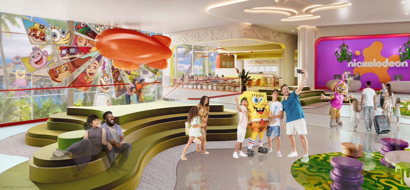 Image: Nickelodeon Hotels & Resorts Orlando lobby rendering. (Photo Credit: Lion Star Hospitality Inc.)