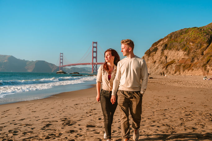 Couple enjoying a walk in San Francisco, California