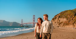 Couple enjoying a walk in San Francisco, California