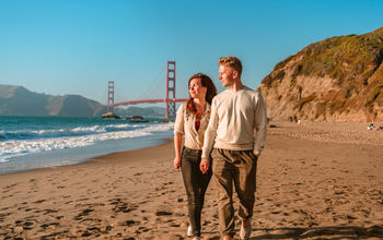 Couple enjoying a walk in San Francisco, California
