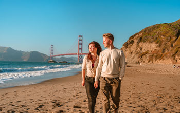 Couple enjoying a walk in San Francisco, California