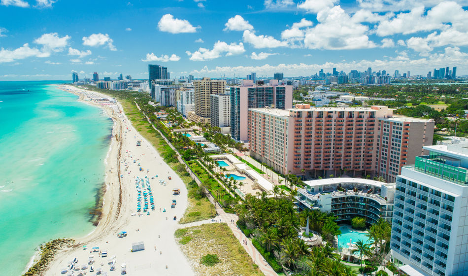 Aerial view of South Beach, Miami, Florida.