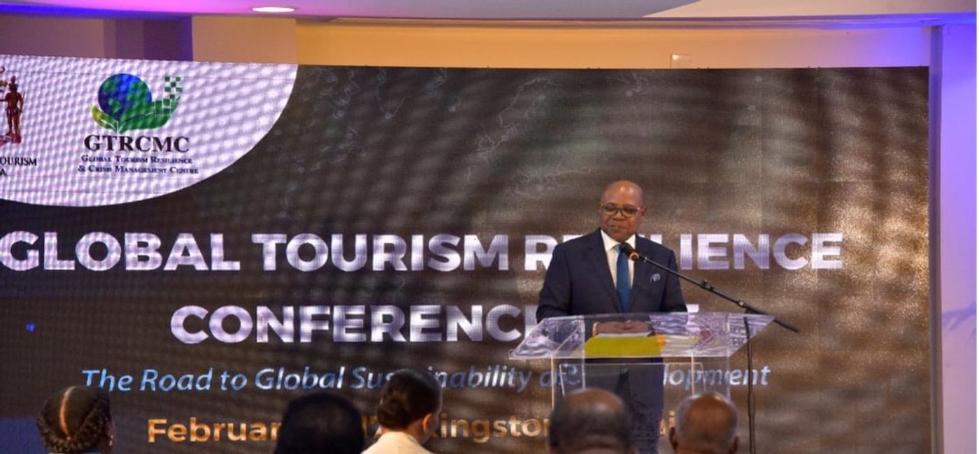 Image: Jamaica Tourism Minister Edmund Bartlett speaking at the first Global Tourism Resilience Conference in 2023. (Photo Credit: Jamaica Tourist Board)