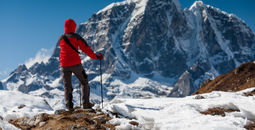 Trekker on the way to base camp on Everest