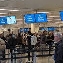 TSA security line, travel, travelers, crowd