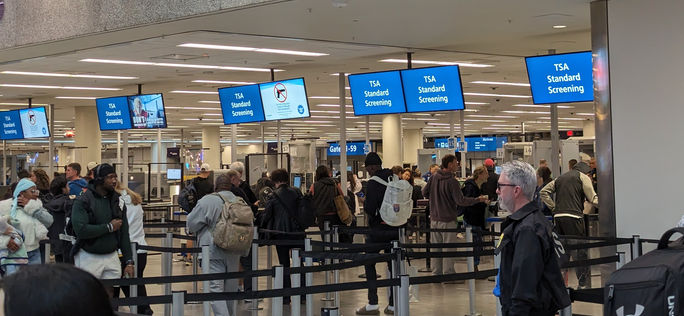 TSA line TSA security line, travel, travelers, crowd