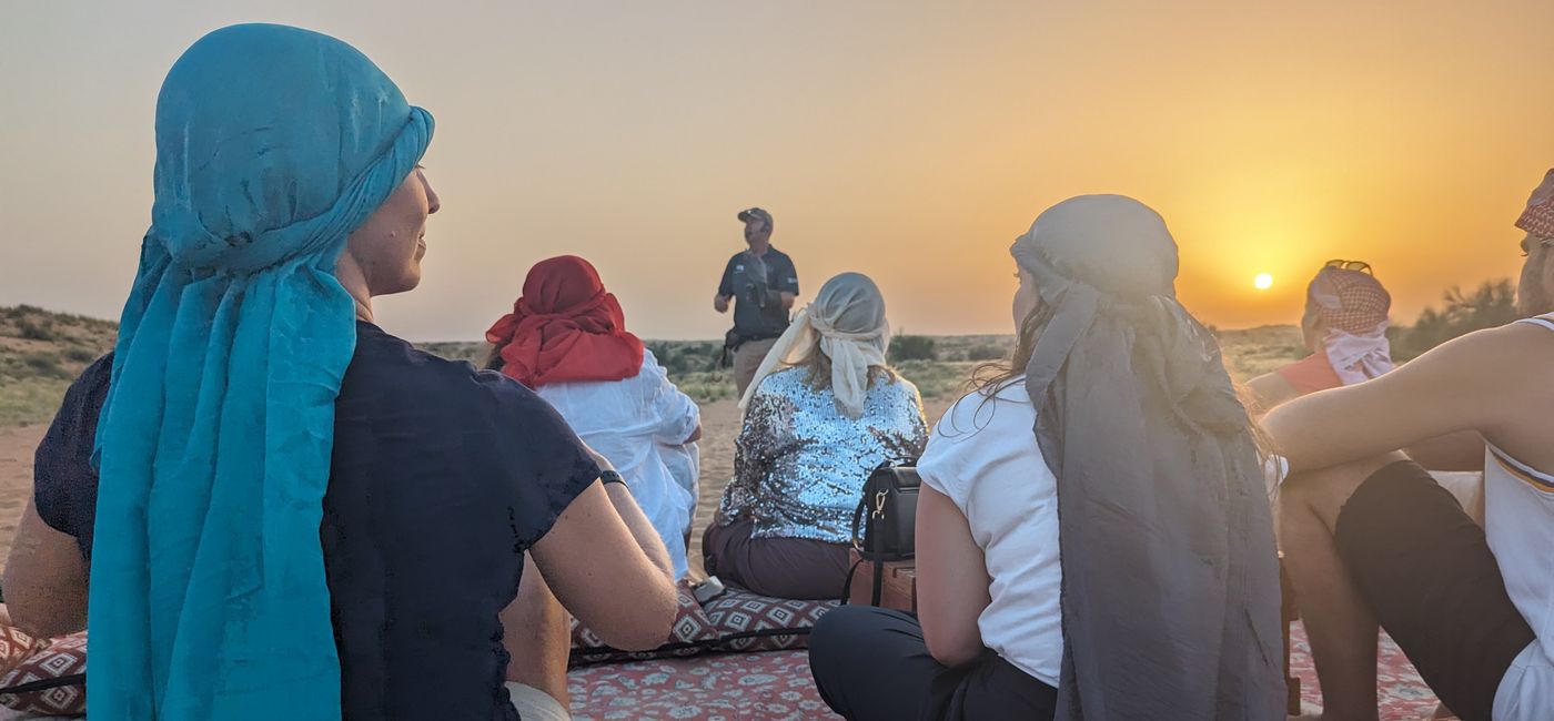 Image: A talk on the history of falconry during a Platinum Heritage Safari excursion in Dubai. (Photo Credit: Claudette Covey)