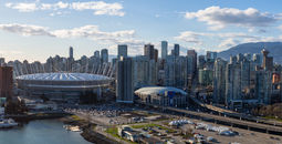 Skyline of Downtown Vancouver, Canada with BC Place