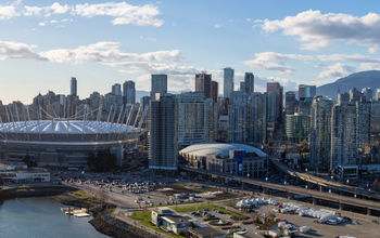 Skyline of Downtown Vancouver, Canada with BC Place