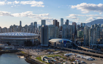 Skyline of Downtown Vancouver, Canada with BC Place