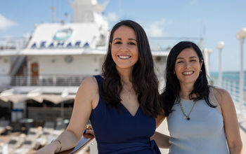 Azamara Onward Godmother Carol Cabezas, president of Azamara, and Beth Santos, founder and CEO of Wanderful