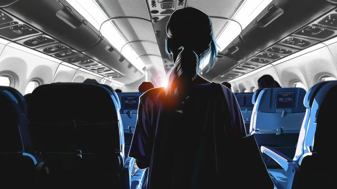 A woman on a plane A woman on a plane