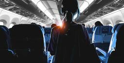 A woman on a plane