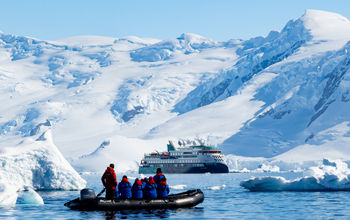 zodiacs, expedition cruise, aurora expeditions, recess cove, antarctica