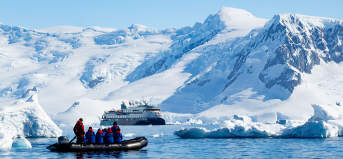 zodiacs, expedition cruise, aurora expeditions, recess cove, antarctica