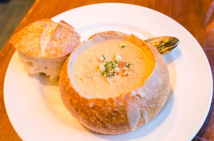 Sourdough clam chowder in San Francisco Sourdough clam chowder in San Francisco