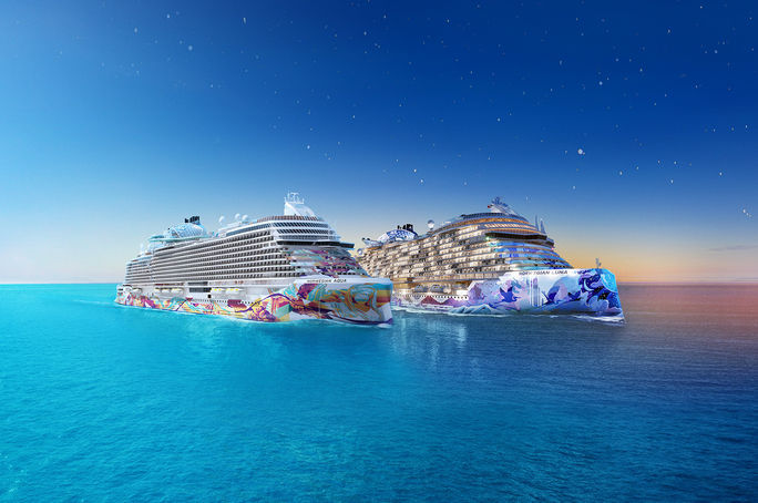 A rendering of Norwegian Aqua and Norwegian Luna A rendering of Norwegian Aqua and Norwegian Luna