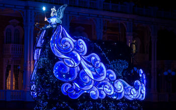 The Blue Fairy leads Disney World's new nighttime parade, "Disney Starlight: Dream the Night Away".