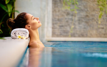 Woman relaxing at a spa.