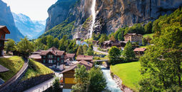 AdobeStock, switzerland, swiss villages, lauterbrunnen, popular swiss villages, staubbach falls
