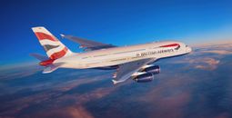 British Airways Airbus A380 in flight.
