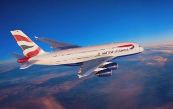 British Airways Airbus A380 in flight.