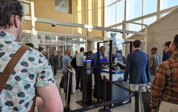 Facial Technology, Facial Recognition Tech, airport, TSA, line, security, crowd,