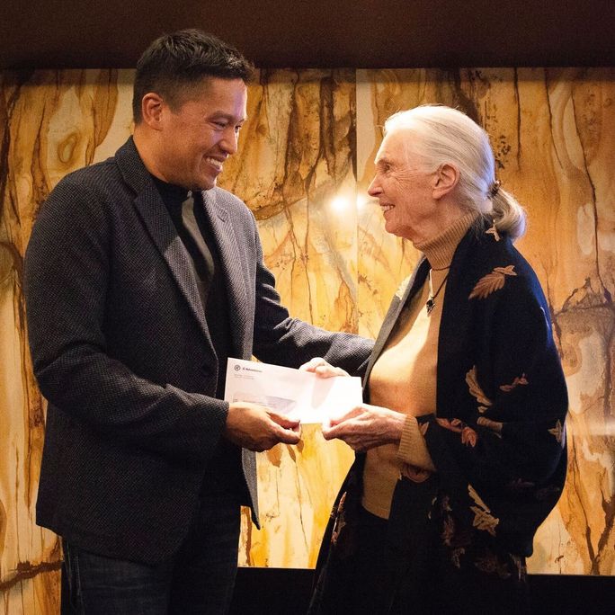 Dr. Jane Goodall with Bruce Poon Tip Dr. Jane Goodall with Bruce Poon Tip