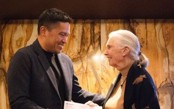 Dr. Jane Goodall with Bruce Poon Tip