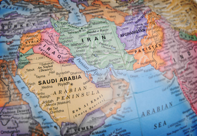 Map of the Middle East region. Map of the Middle East region.