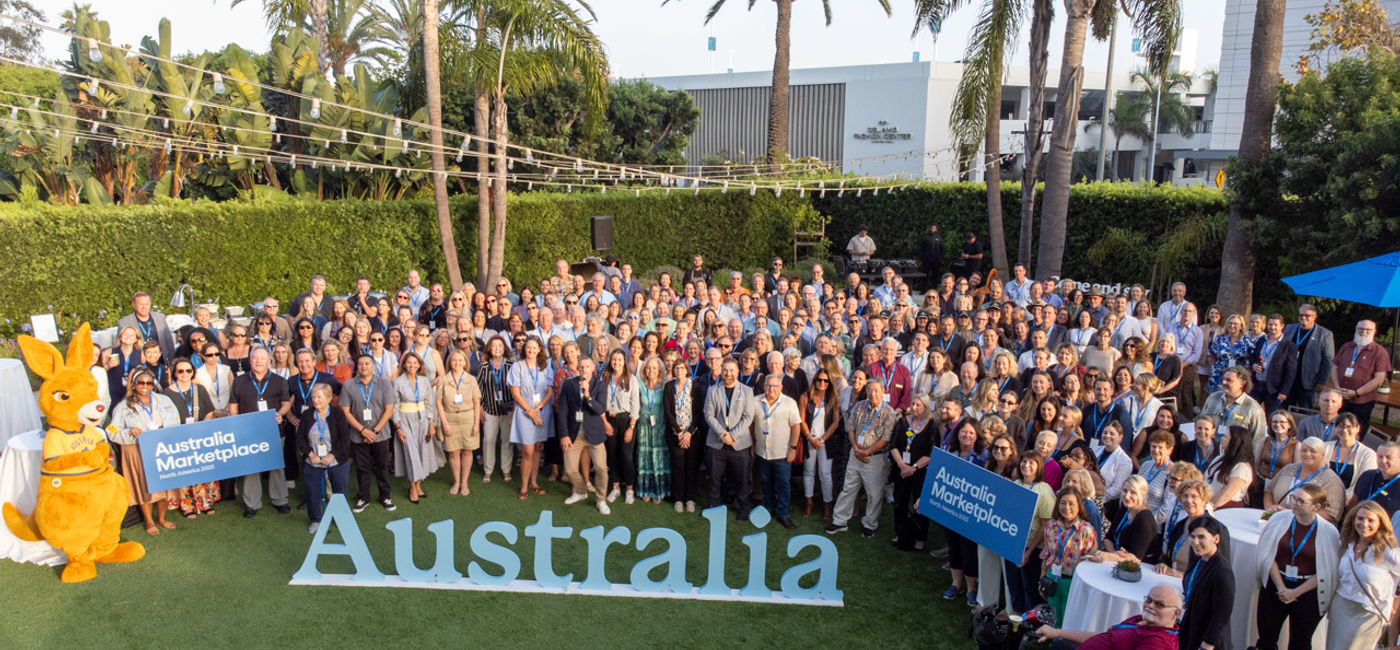 Image: Australian tourism sellers and North American buyers congregate for a Backyard Barbeque dinner at the AMNA25 event. (Photo Credit: Tourism Australia)
