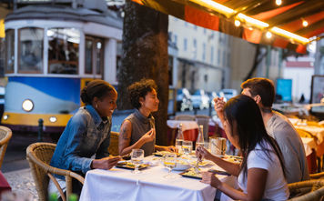 Group dining in Lisbon, Portugal