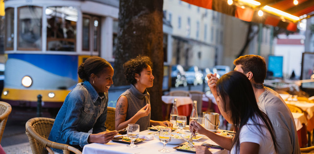 Group dining in Lisbon, Portugal