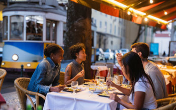 Group dining in Lisbon, Portugal
