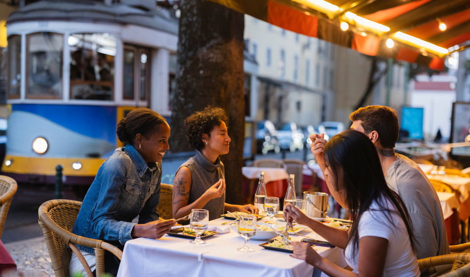 Group dining in Lisbon, Portugal