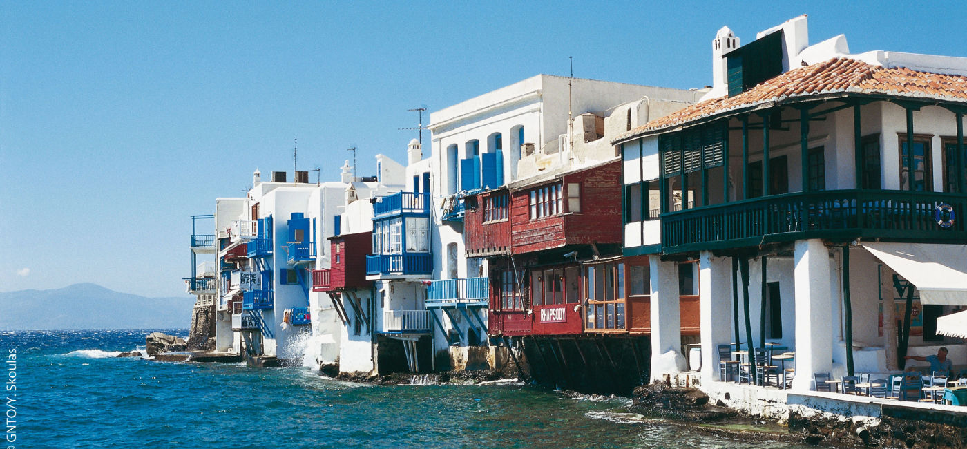 Image: Little Venice in Mykonos, Greece. (Photo Credit: GNTO / Y. Skoulas)