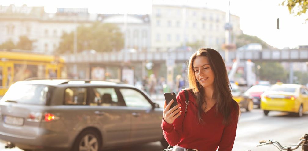 Woman travelling with phone