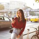 Woman travelling with phone
